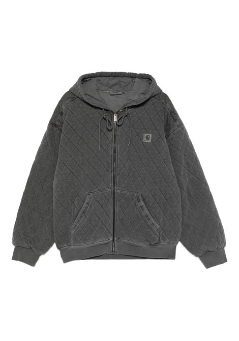 hooded vista quilted sweat jacket man black dyed CARHARTT WIP | I03566589.GD
